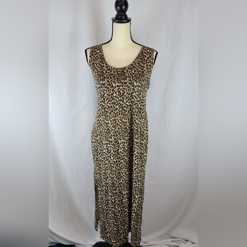 J. Crew Cheetah Print Maxi Dress 100% Cotton, size Large